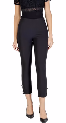 Black Polyester Casual Pants