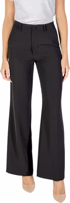 Black Polyester Casual Pants