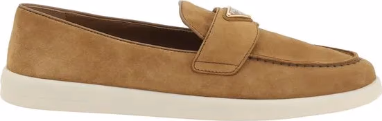 Prada Brown Calf Leather Bos Taurus Slip-On Loafers