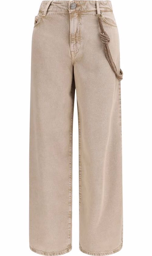 PINKO Beige Cotton Relaxed Fit Jeans