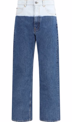 Blue Cotton Straight-Leg Jeans