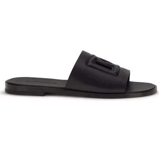 Dolce & Gabbana Black Calf Leather Bos Taurus Sandals