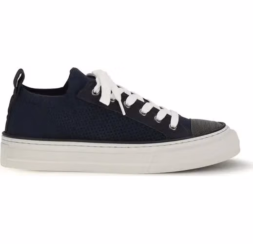 Brunello Cucinelli Blue Cotton Low Top Sneakers