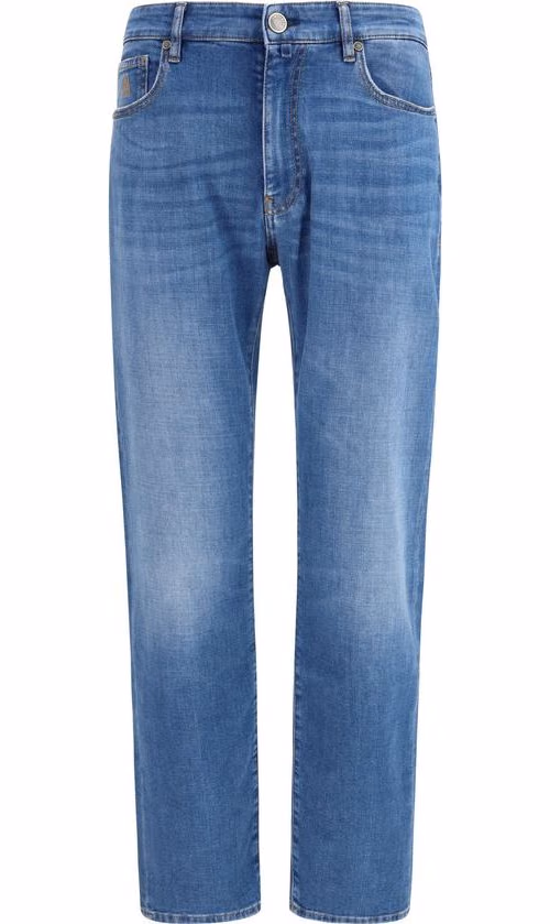 MooRER Blue Cotton Straight-Leg Jeans