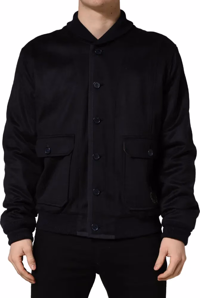 Dolce & Gabbana Black Cashmere Knitted Button Down Jacket