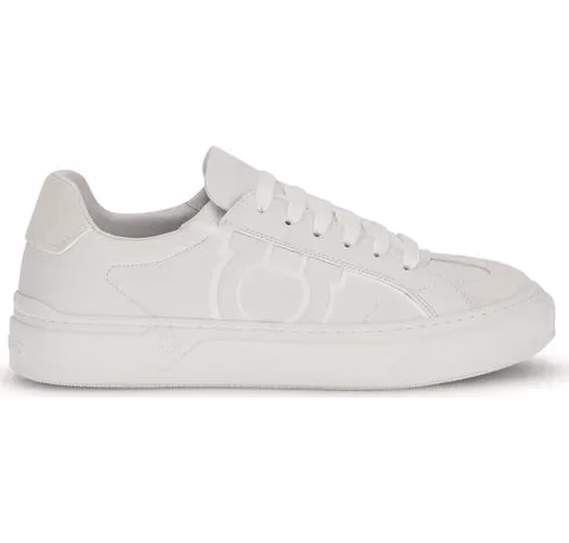 Ferragamo White Calf Leather Bos Taurus Sneakers