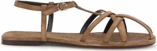 Herbert Levine Brown Calf Leather Bos Taurus Flat Sandals