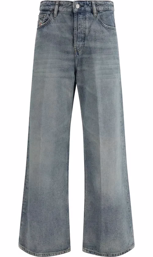 Diesel Blue Cotton Relaxed Fit Jeans