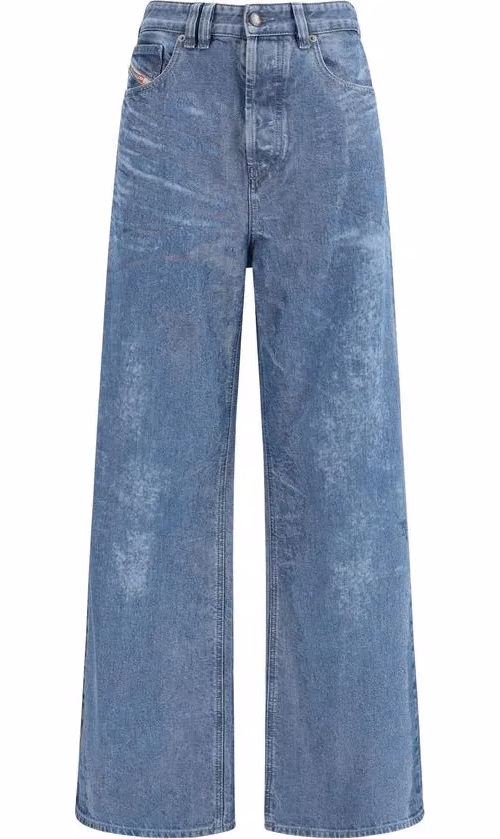 Diesel Blue Cotton Relaxed Fit Jeans