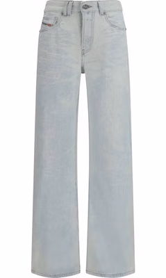 Blue Cotton Straight-Leg Jeans