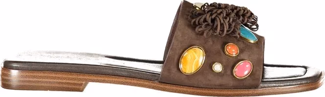 Twinset Marrone Leather Women Slipper