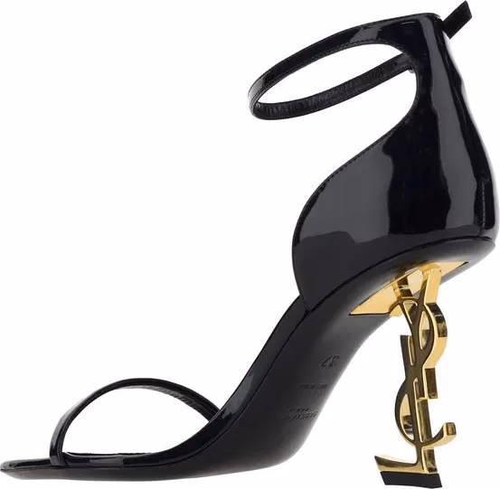 Saint Laurent Black Calf Leather Bos Taurus Stiletto Heel Sandals