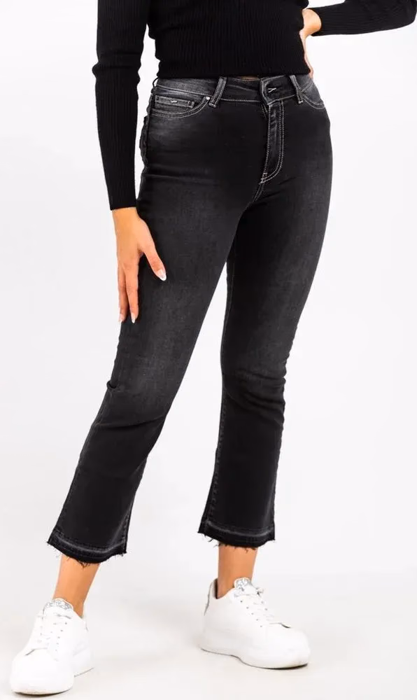 Gas Gray Cotton Cropped Jeans