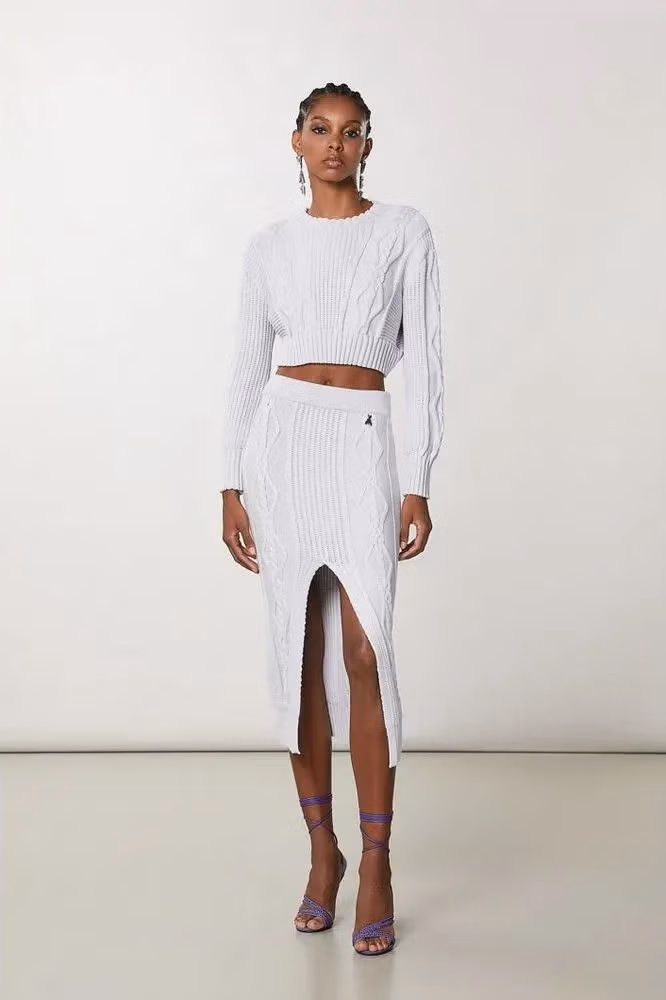 Patrizia Pepe White Viscose Midi Skirt