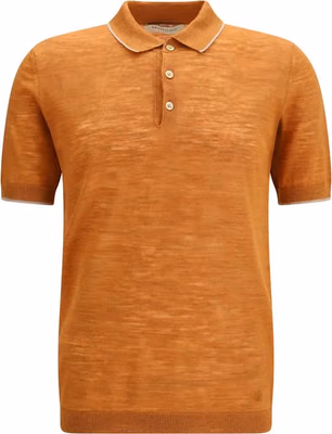 Orange Linen Polo Shirt