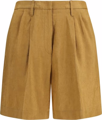 Beige Linen Bermuda Shorts