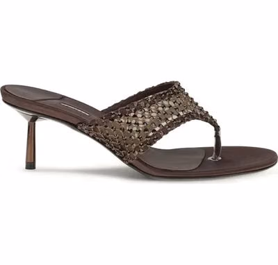 Brown Goatskin Stiletto Heel Sandals