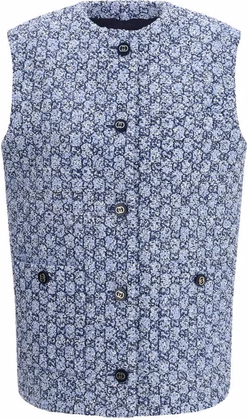 Gucci Blue Cotton Sleeveless Jacket
