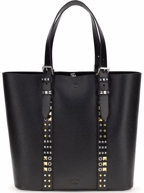 Valentino Garavani Black Calf Leather Bos Taurus Shoulder Bag