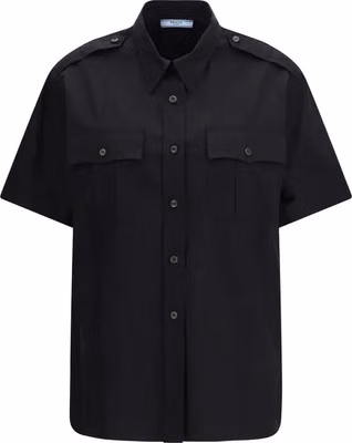 Black Cotton Shortsleeve Shirt