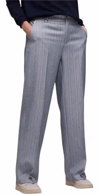 Blue Polyester Casual Pants