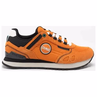 Orange Leather Athletic Sneakers