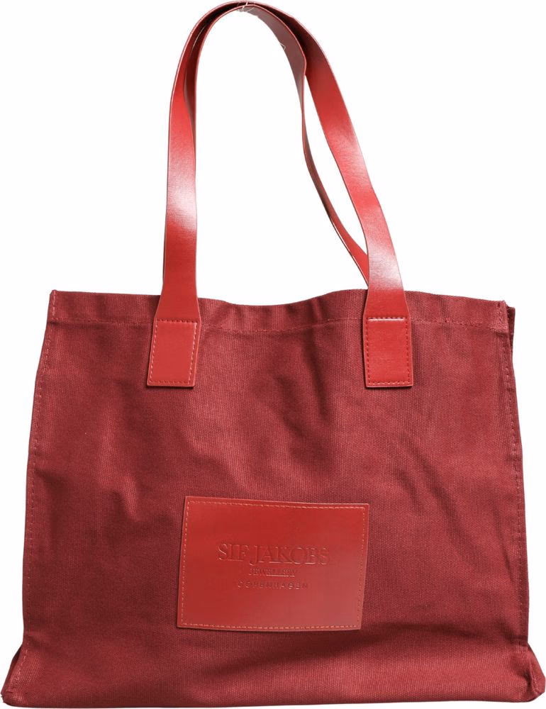 SIF JAKOBS Burgundy Cotton Canvas Shopping Tote Women Borse  Jewellery Bag