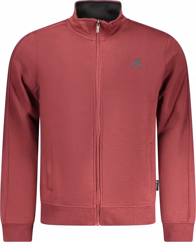 U.S. Grand Polo Red Cotton Men's Sweatshirt with Zip and Pockets