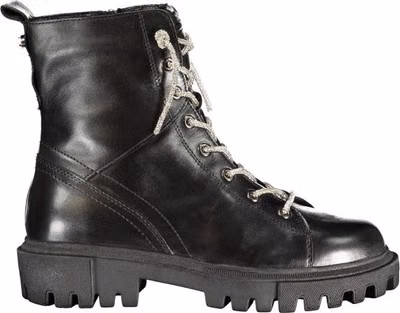 Black Leather Women Ankle Boot