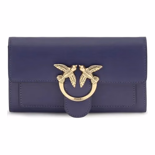 PINKO Blue Calf Leather Bos Taurus Wallet