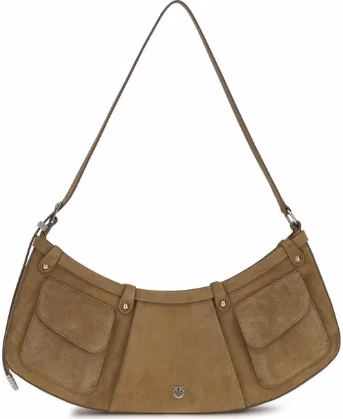 PINKO Beige Calf Leather Bos Taurus Shoulder Bag