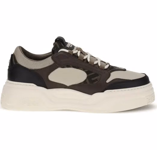 Fendi Black Calf Leather Bos Taurus Chunky Sneakers