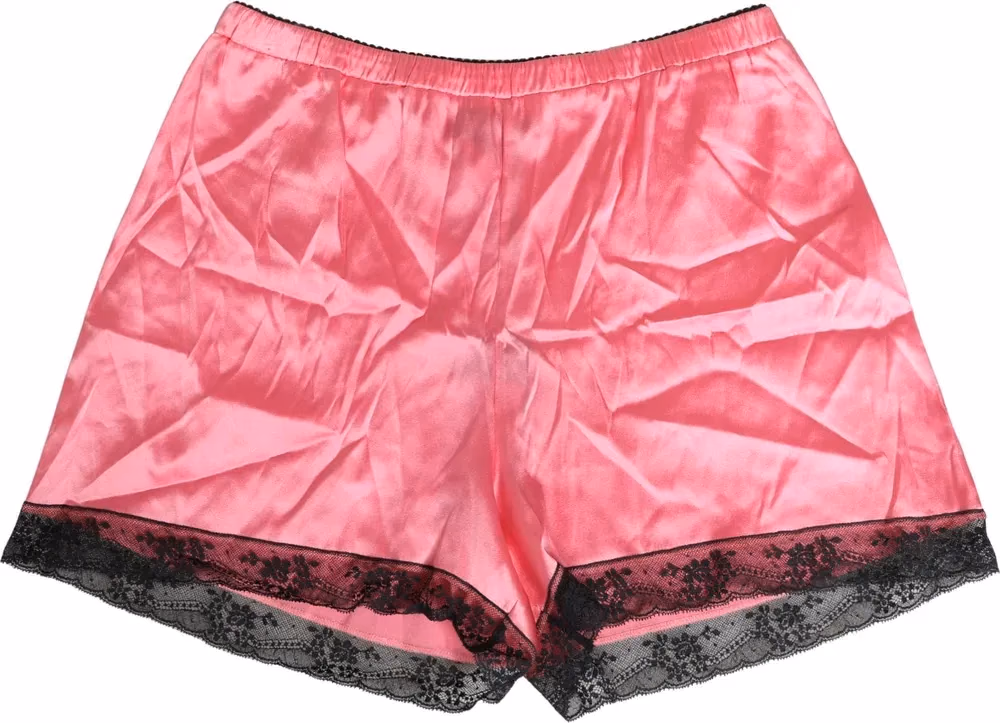 Dolce & Gabbana Pink Silk Satin Lace Trim Pajama Shorts Sleepwear