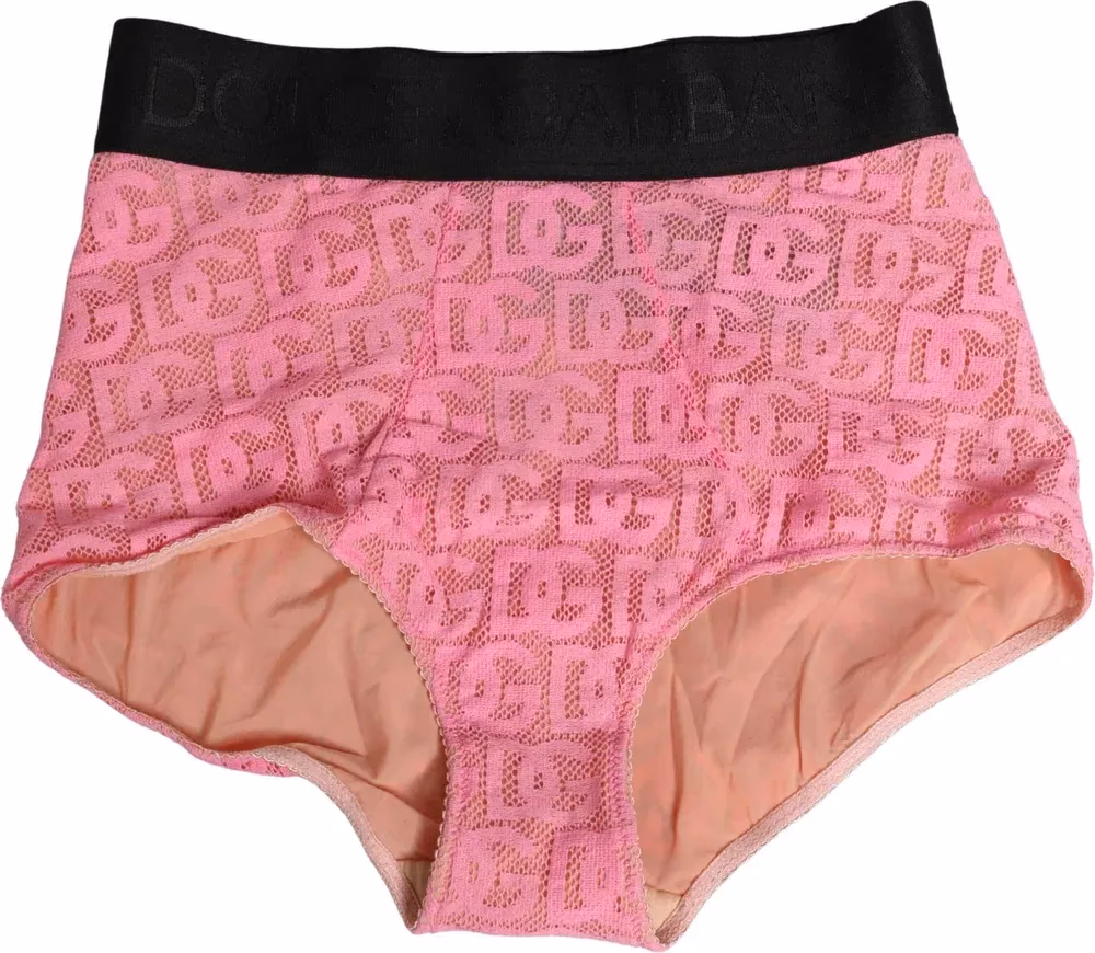Dolce & Gabbana Pink Cotton DG Logo High Waist Girdle Underwear