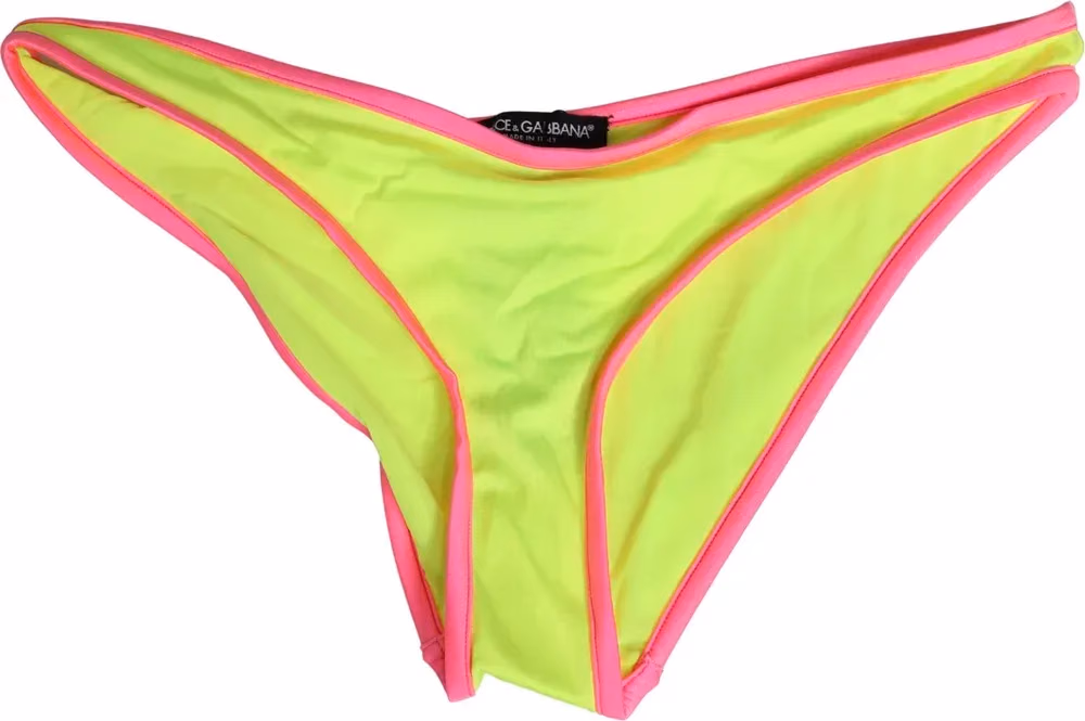 Dolce & Gabbana Yellow Pink Nylon Bottom Beachwear Bikini Underwear