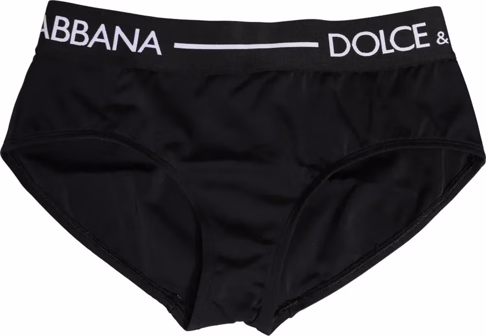 Dolce & Gabbana Black Nylon Stretch Coulotte Panty Underwear