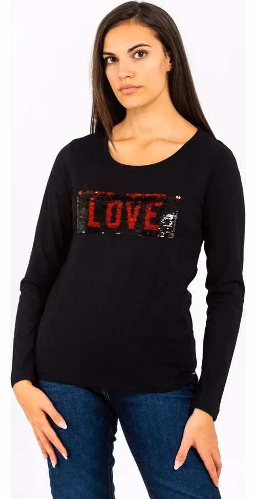 Gas Black Cotton Long Sleeve T-Shirt