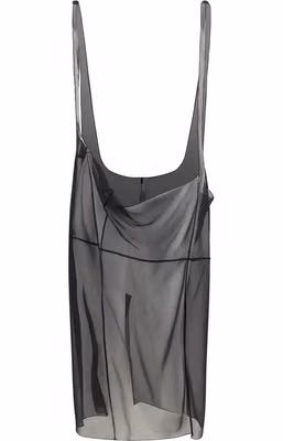 Black Polyester Midi Skirt