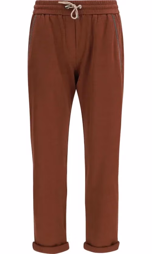 Brunello Cucinelli Bordeaux Cotton Casual Pants