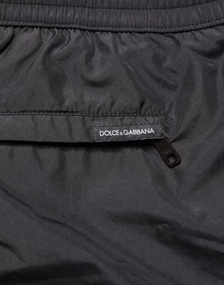Black Polyester Drawstring Men Shorts Swimwear