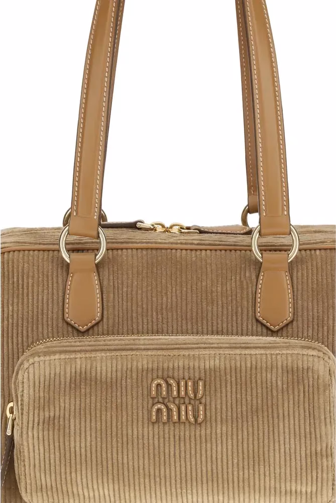 Miu Miu Beige Cotton Shoulder Bag