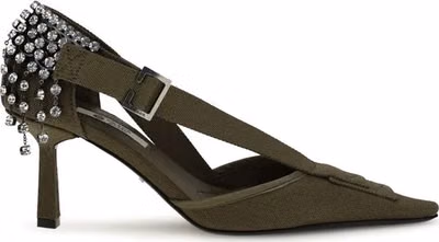 Bicolor Cotton High Heel Pumps