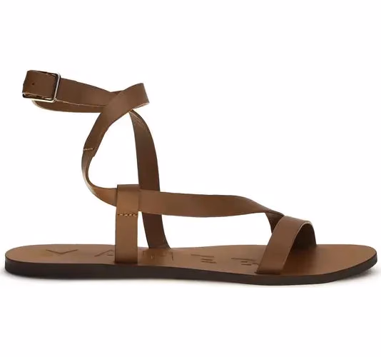 Manebi Brown Calf Leather Bos Taurus Flat Sandals