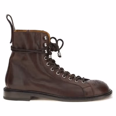 Brown Calf Leather Bos Taurus Lace-Up Boots