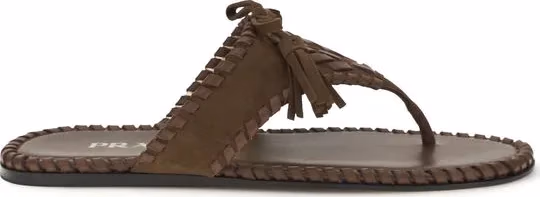 Prada Brown Calf Leather Bos Taurus Flat Sandals