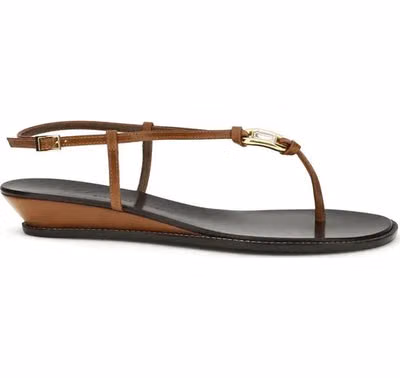 Brown Calf Leather Bos Taurus Wedge Sandals