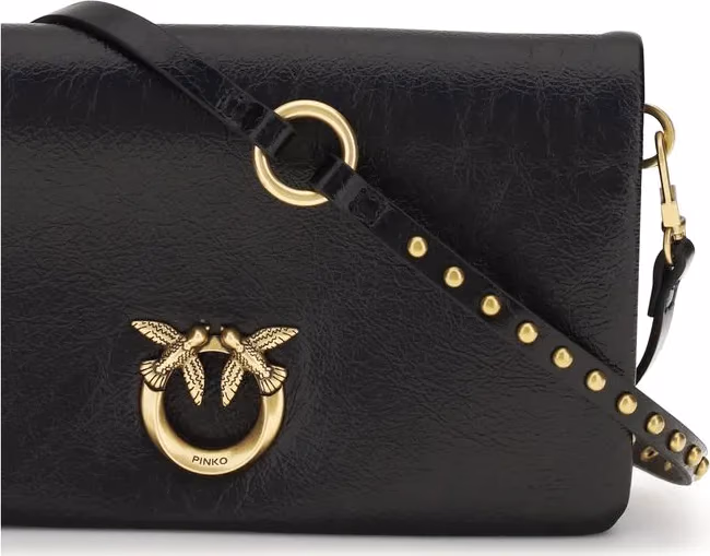 PINKO Black Goatskin Shoulder Bag