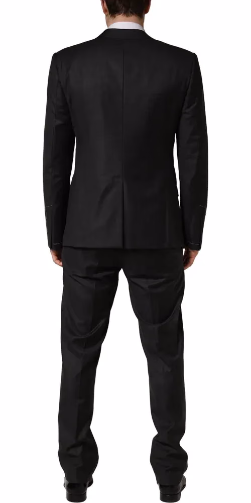 Dolce & Gabbana Dark Gray Wool Slim Fit Formal 3 Piece Men Suit