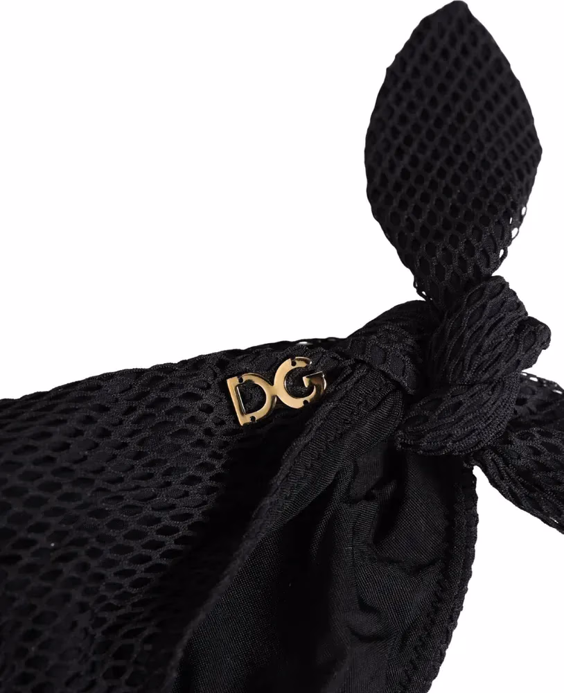 Dolce & Gabbana Swimwear Black Side-Tie Bikini Bottom DG Logo