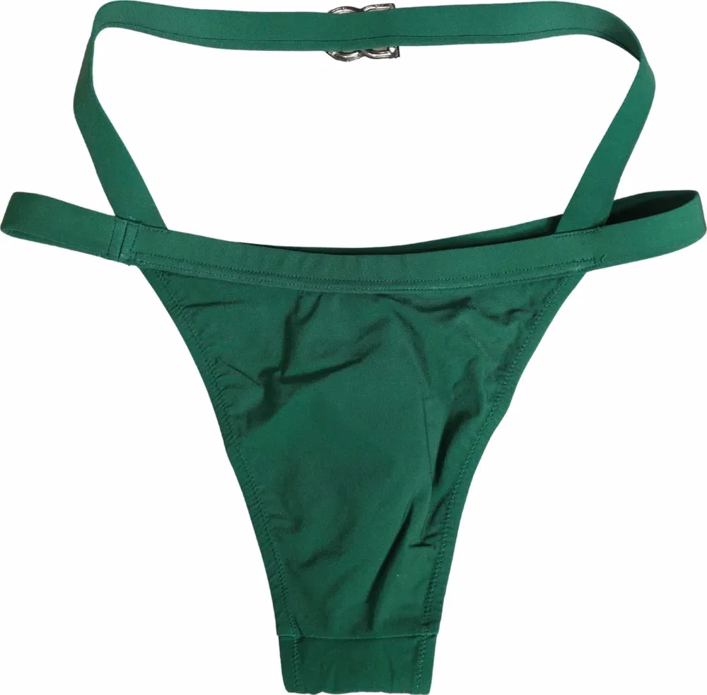 Dolce & Gabbana Green Logo Plaque Nylon Brief Panty Underwear
